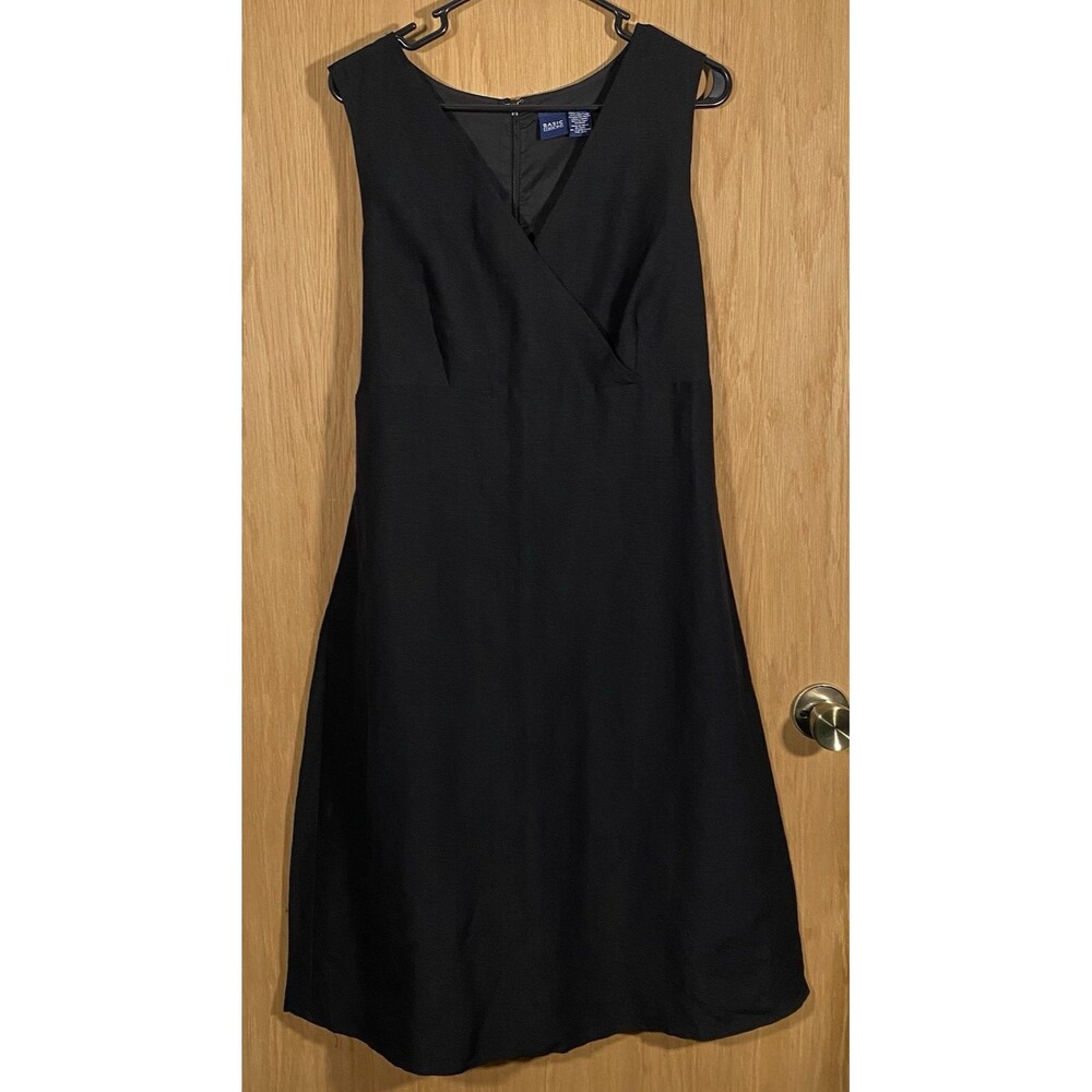 Basic Editions Linen Blend Black Sleeveless Shift Dress Minimalist Women's 16W